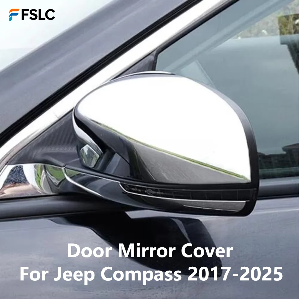 

⭐Genuine⭐ Car Upgrade For Jeep Compass 2017-2025 Chrome Side Rearview Mirror Cover Trim Wing Protector Cap Sticker Exterior