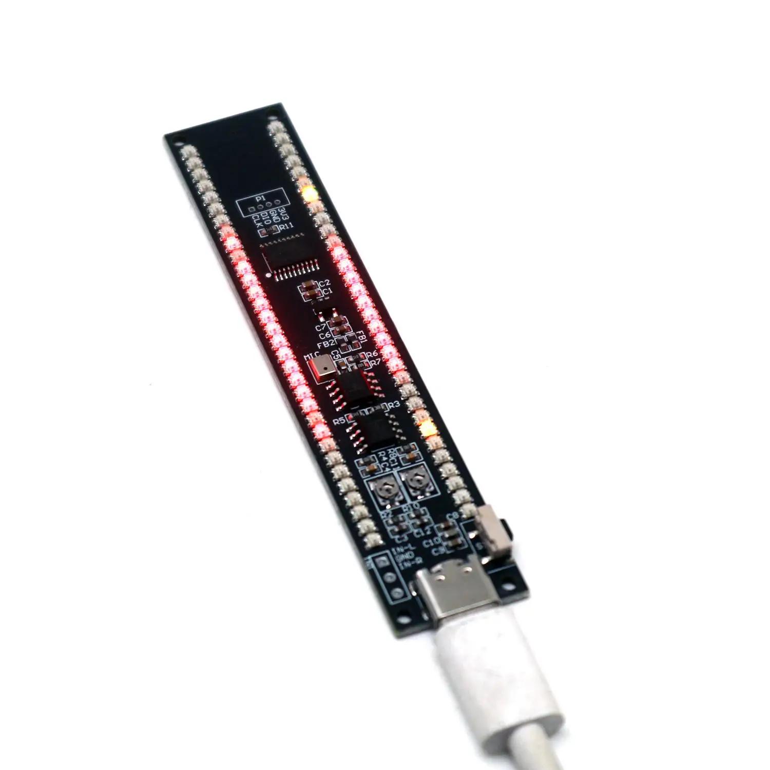 Tipo-c 32 led indicador de nível áudio música espectro lâmpada ajustável cor cheia rgb música ritmo luz multimodo iluminação ambiente