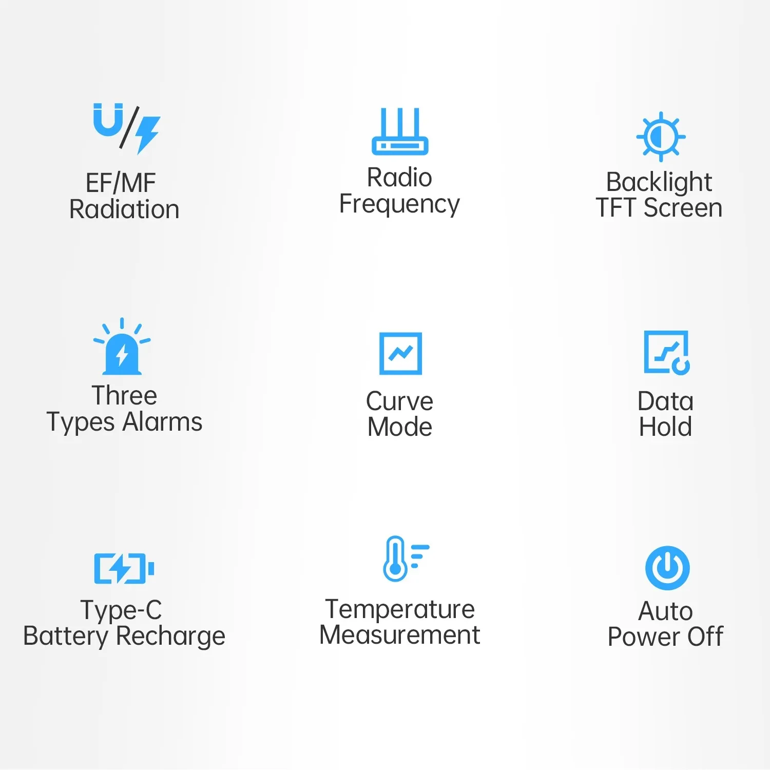 FNIRSI ERD-10 4-IN-1 كاشف الإشعاع الكهرومغناطيسي، قوة المجال الكهربائي والمغناطيسي، طاقة الترددات اللاسلكية، مراقبة درجة الحرارة #6