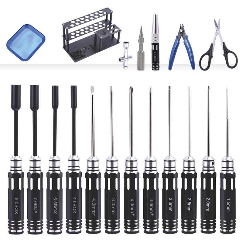 19 in 1 Tool Kit Hex Screwdriver Hex Nut Driver Phillips Screwdriver Allen Wrench For RC Car Quadcopter Engineering Maintenance