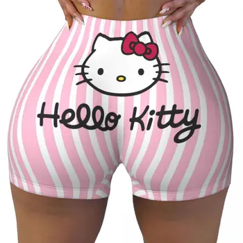 Niestandardowe śmieszne Hello Kitty Cat Biker spodenki gimnastyczne do biegania damskie sportowe spodenki do ćwiczeń i jogi