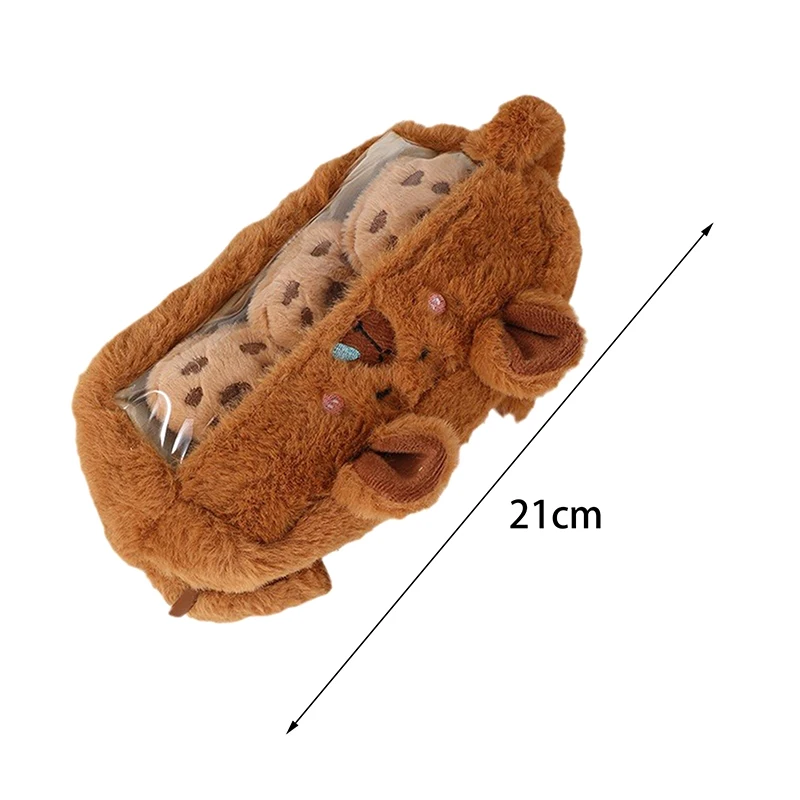 Cute Kawaii borsa per penna capibara di grande capacità divertente cartone animato moda capibara peluche astuccio per matite forniture scolastiche regali di compleanno