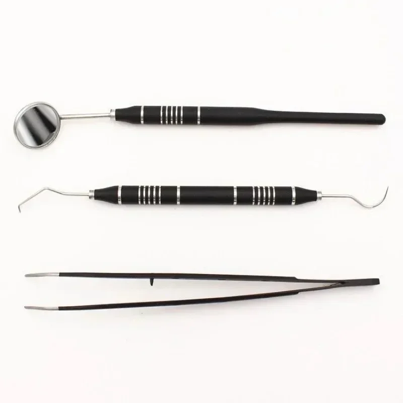 3pcs/set Dental Mirror Kit Mouth Mirror Probe Hook Pick Tweezer Dental Plaque Remover Teeth Cleaning Oral Care Tool