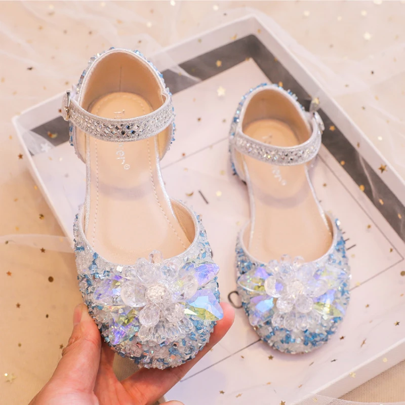 

Summer Casual Children Girls Flats Sandals Soft Sequin Rhinestone Kids Shoes Cute Princess Ballet Dance Shoes for Party Wedding