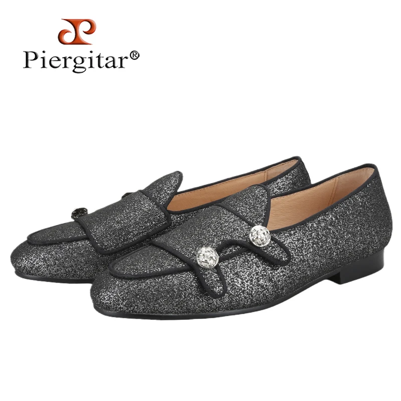 

Piergitar, три цвета, блестящая хлопчатобумажная ткань, мужские лоферы с золотыми/серебряными пуговицами, двойная обувь ручной работы для вечеринки/банкета