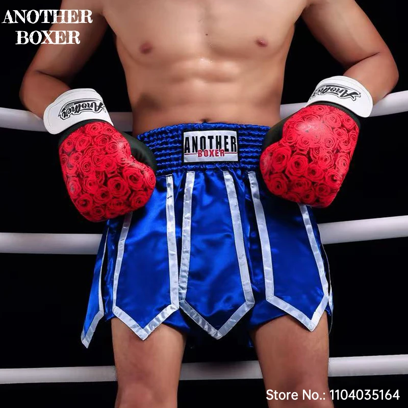 Muay Thai Shorts, atmungsaktive, gestreifte Kickbox-Shorts aus Satin, für Herren, Damen, Kinder, professioneller Wettkampf, MMA, Boxen, Gladiator-Shorts