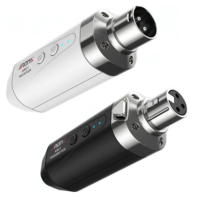 ABUO-AROMA ARC1 5.8GHZ Wireless Microphone System Black & White 35M Effective Range XLR Connection Rechargeable Transmitter Rece