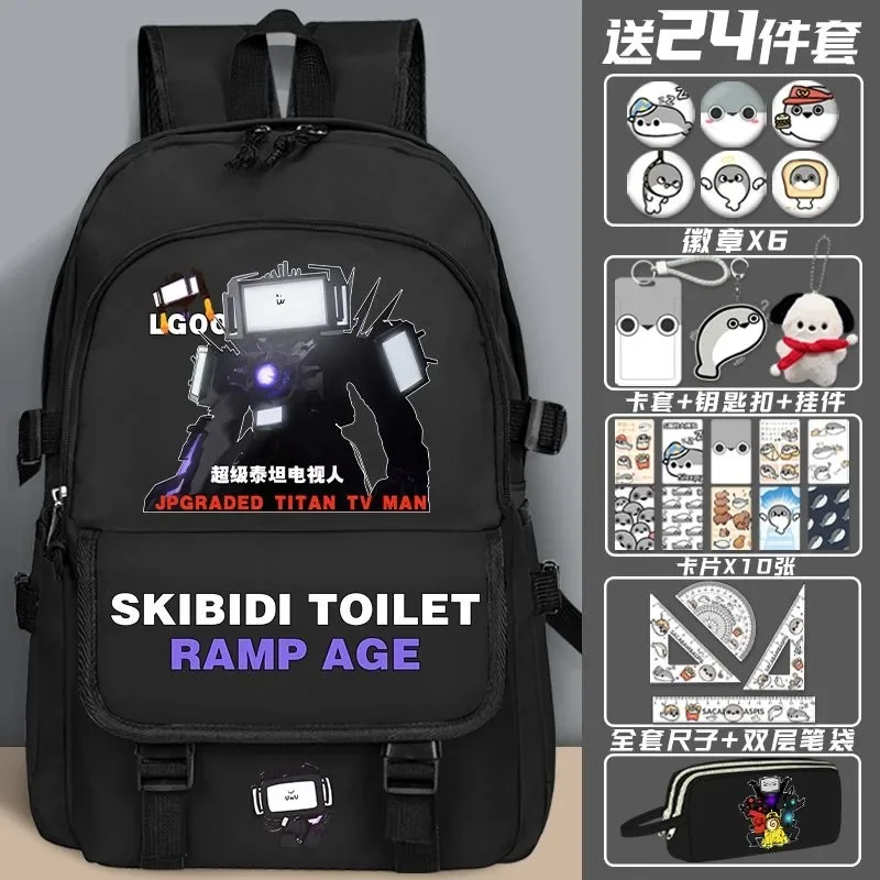 

Breathable mesh, Black Blue, Skibidi Toilet, Student Kids Teens School Bags, Large Capacity Mochilas Anime Backpacks Girls Boys