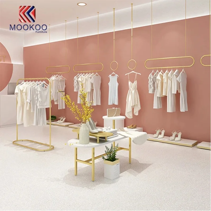 custom.Beautiful Modern Wood Clothing Store Shelves 5-Shelf Display Equipment