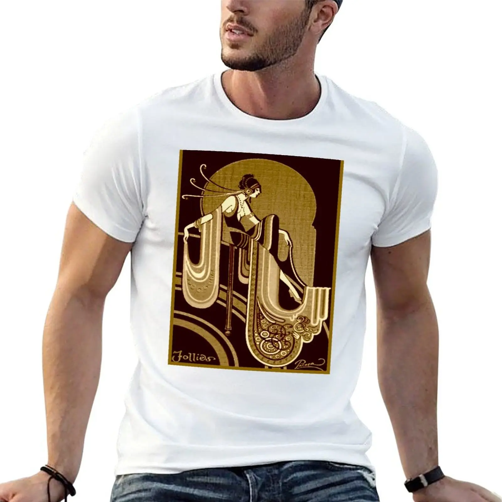 

FLAPPER : Vintage 1920 Pinup Brown tone Beauty Print T-Shirt t shirts for man cotton man t shirts graphic T-Shirt
