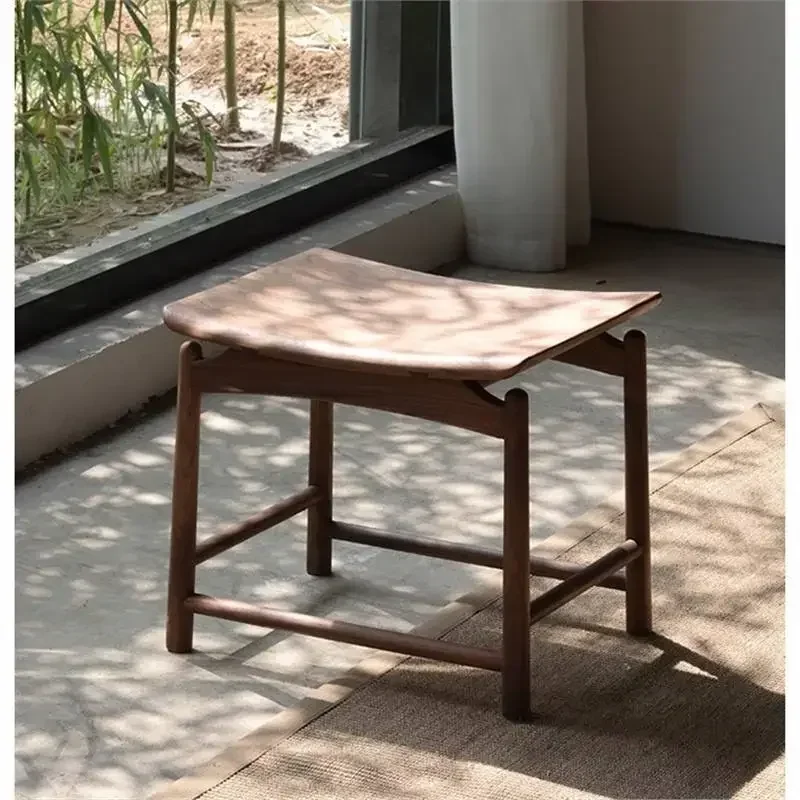 New Chinese style all solid wood square stool black walnut log tea room tea stool ingot stool shoe change small bench