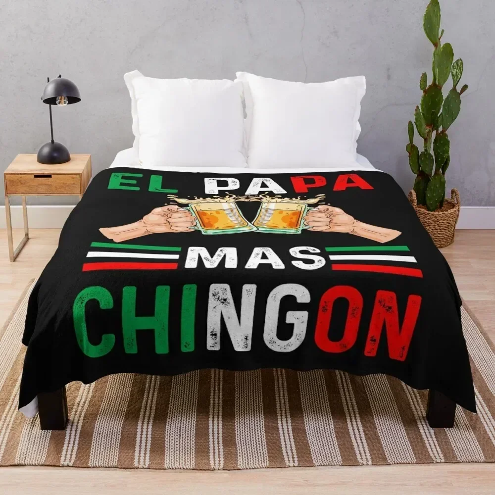 El Papa Mas Chingon Funny Mexican Dad Gift Husband Regalo product Throw Blanket Wrinkle Resistant Lightweight Blanket