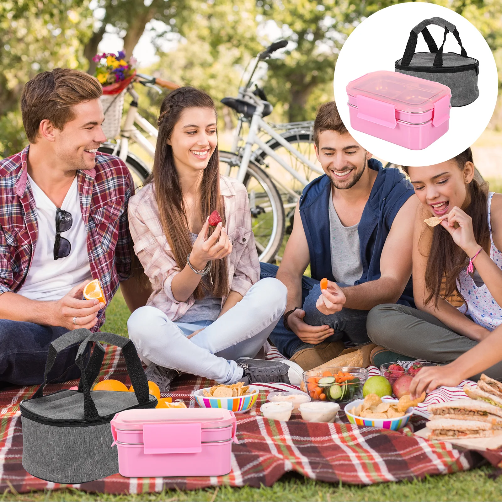 

Insulated Keep Warm Lunch Box Food Container with Compartment Portable Reusable Thermal Storage for School Office