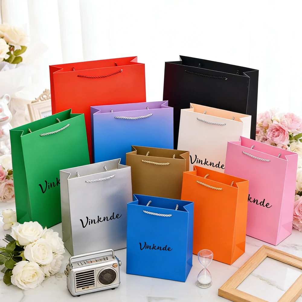 

Custom Logo Purple Paper Jewelry Bags with Handles for Various Merchandise Retail Packaging Perfume Cosmetic Flowers Pouches
