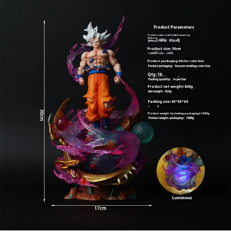 Anime Figurin free spirit Wukong Wujita Super Saiyan dollar, glowing desktop decoration Pvc Model Desktop Collection