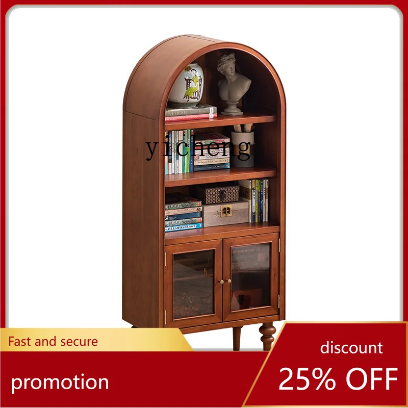 

CZ Solid Wood Bookcase Arch Sideboard Wine Cabinet Integrated Wall Sofa Side Cabinet
