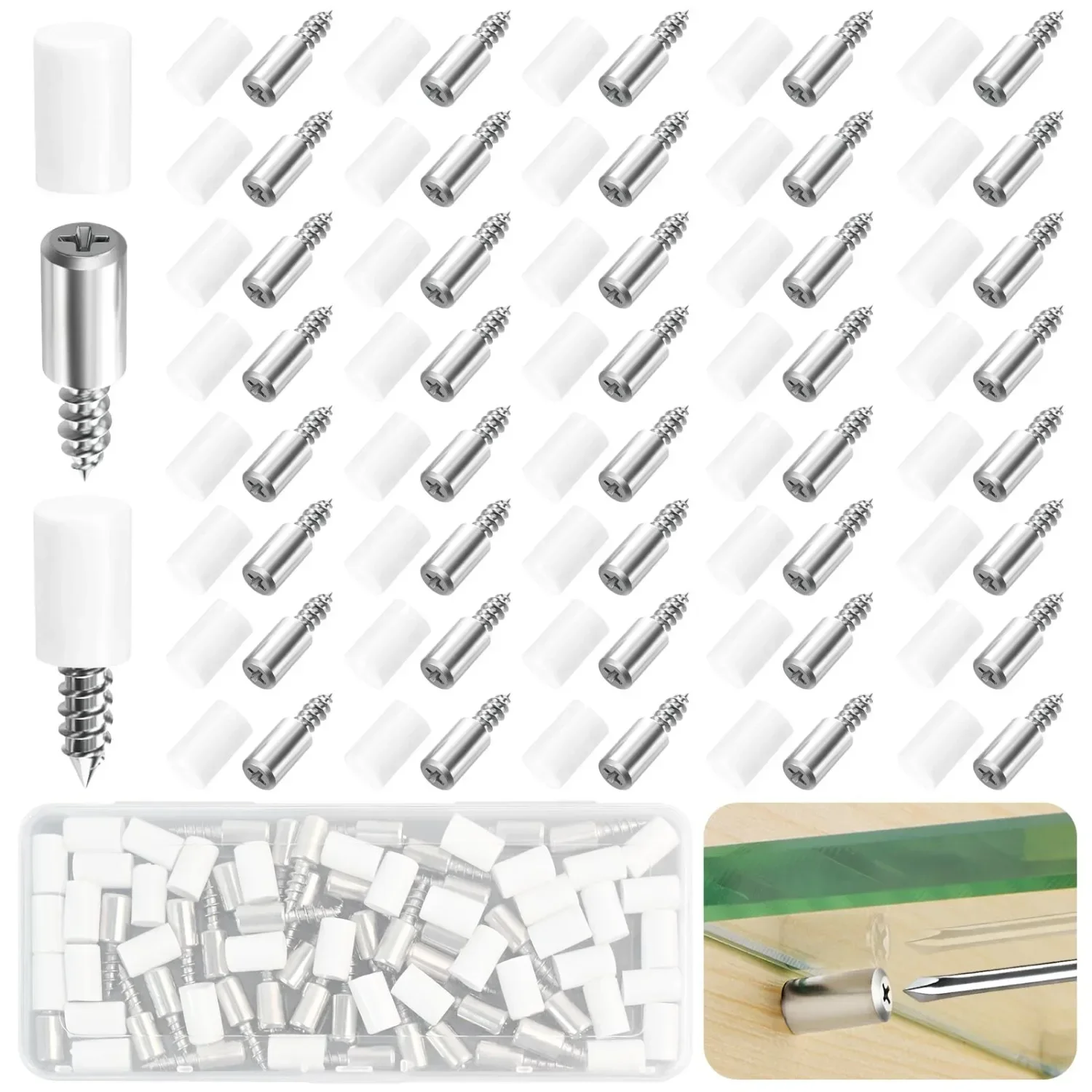1-50Set Self-tapping Screws Cabinet Laminate Support Laminate Holder Screw Self Tapping Integrated Screw Cabinet Shelf Holder