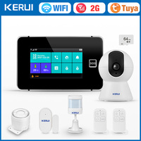 KERUI Wireless Alarm System WiFi+GSM Motion Sensors Siren Tuya Smart Home Alarm with Temperature and Humidity Display PIR Sensor