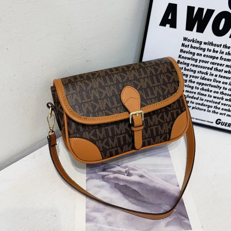 Luxury Letter Printed PU Leather Shoulder Bags For Women Contrast Colour Female Crossbody Bag Ladies Purses and Handbags 2023