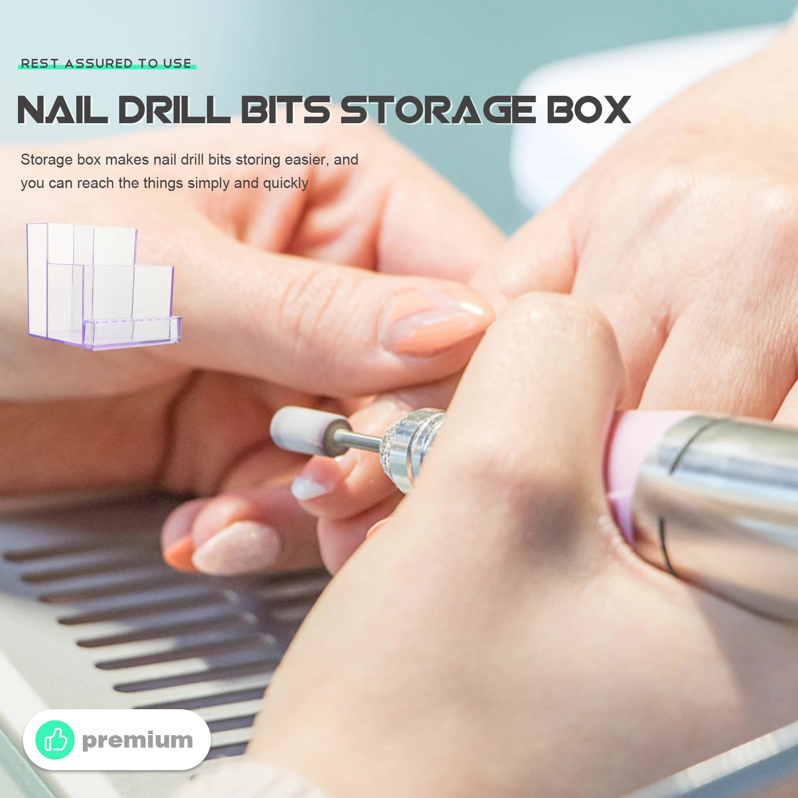 

Premium Nail Drill Bits Storage Box Plastic Display Case For Manicure Grinding Heads Polishing Head Organizer Female Manicure
