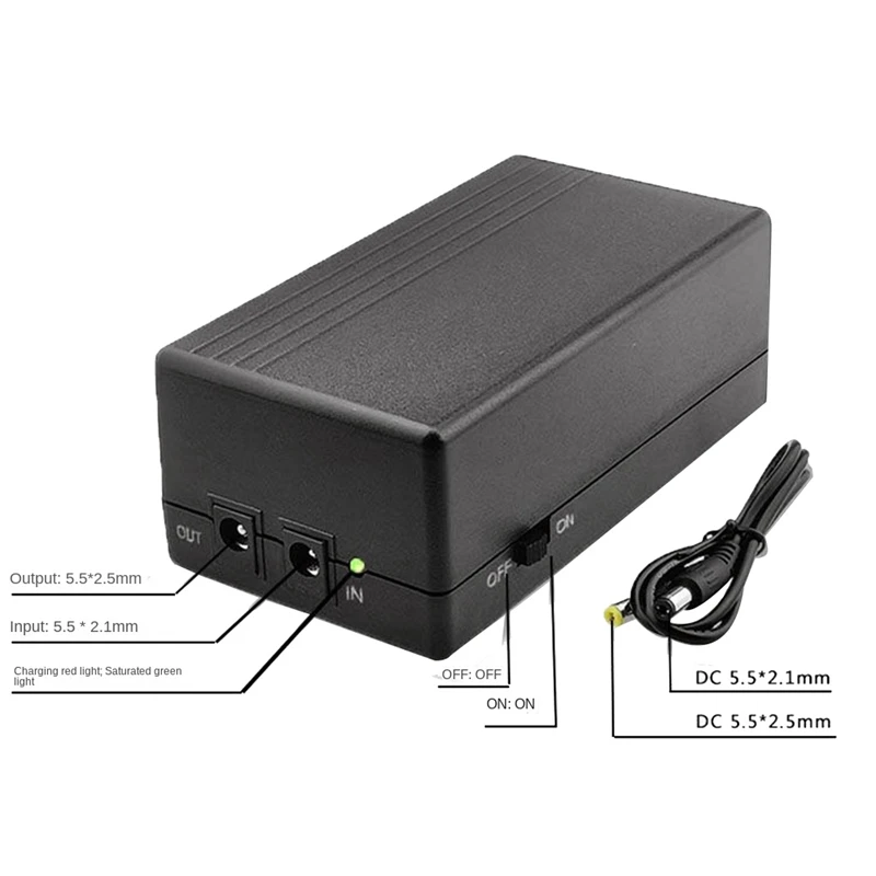 Imagem -02 - Fonte de Alimentação de Emergência de Espera Mini Ups Bateria de Backup para Cctv Roteador Wifi 12000mah 12v 2a