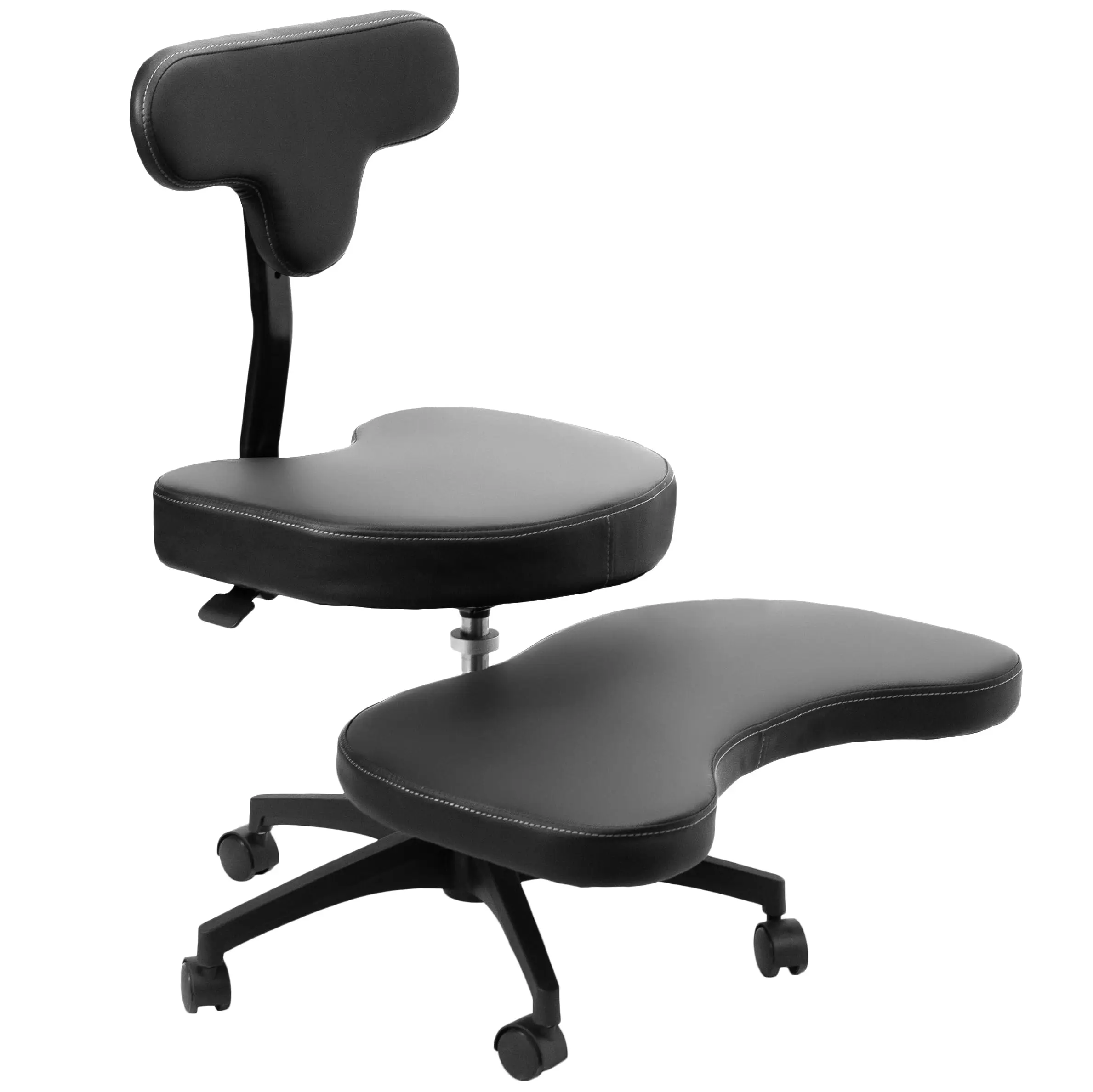 Mobile Cross Legged Office Chair with Back Support for Yoga Meditation ADHD, Height Adjustable, Black, CHAIR-CL02B-R