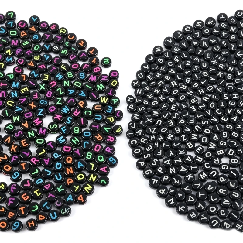 R7UF Acrylic English Letter Beads with Through-Hole Design for Stringing