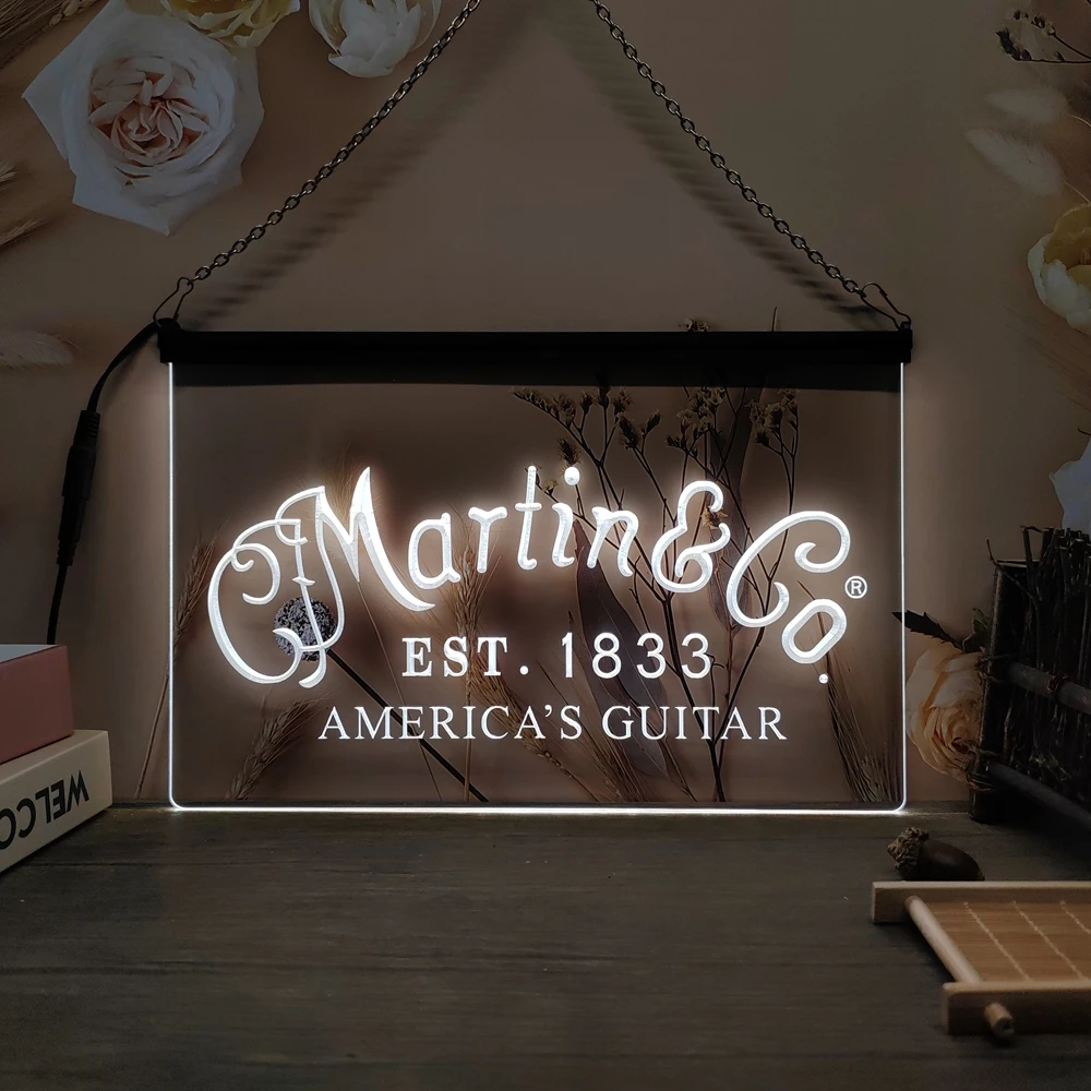 Martin Gitarren akustische Musik führte Neon Sign-3D schnitzen Wand kunst für Haus, Zimmer, Schlafzimmer, Büro, Bauernhaus Dekor