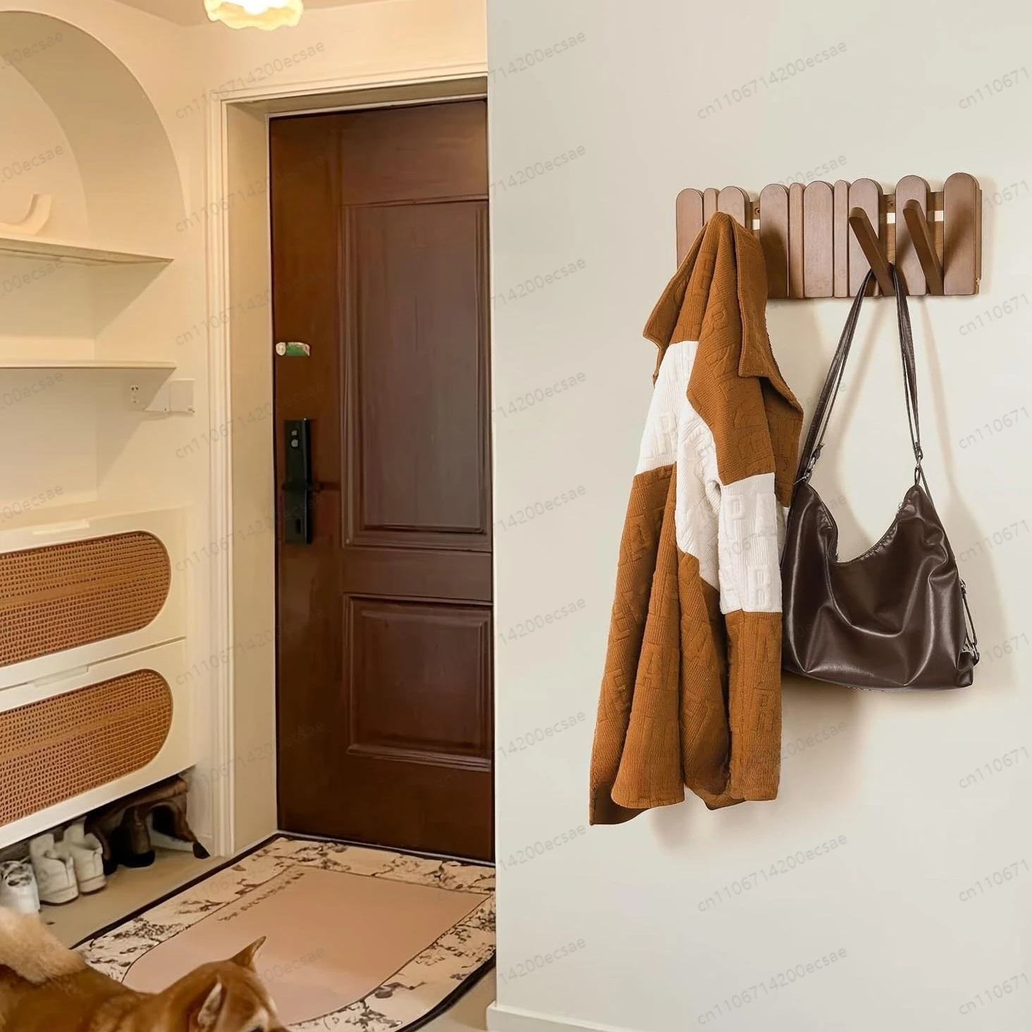 Wooden modern retractable wall-mounted piano key hanger door solid wood coat hook