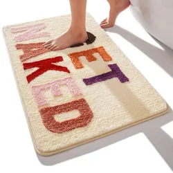 Inyahome Get Naked Bath Mat Cute Bathroom Rugs Funny Non Slip Bathtub Decor Mats Super Absorbent Floor Carpet Washable Bathmats