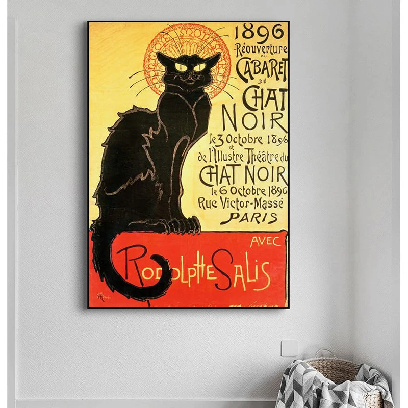 Canvas Painting The Black Cat Tournee Du Chat Noir Le Chat Noir Poster Print Wall Art Picture for Living Room Home Decor Gift