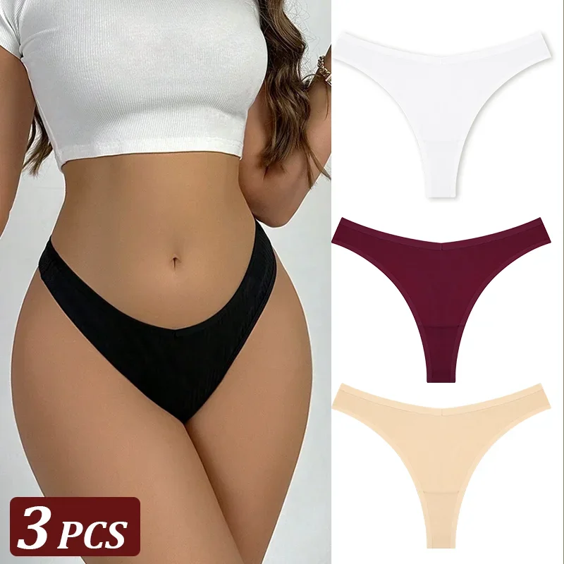 3 Teile/satz Nahtlose Tanga Baumwolle Frauen Dünnen Riemen Niedrige Taille Hohe Flexibilität Panty Sexy Unterwäsche Damen Briefs T-zurück Weiche frauen