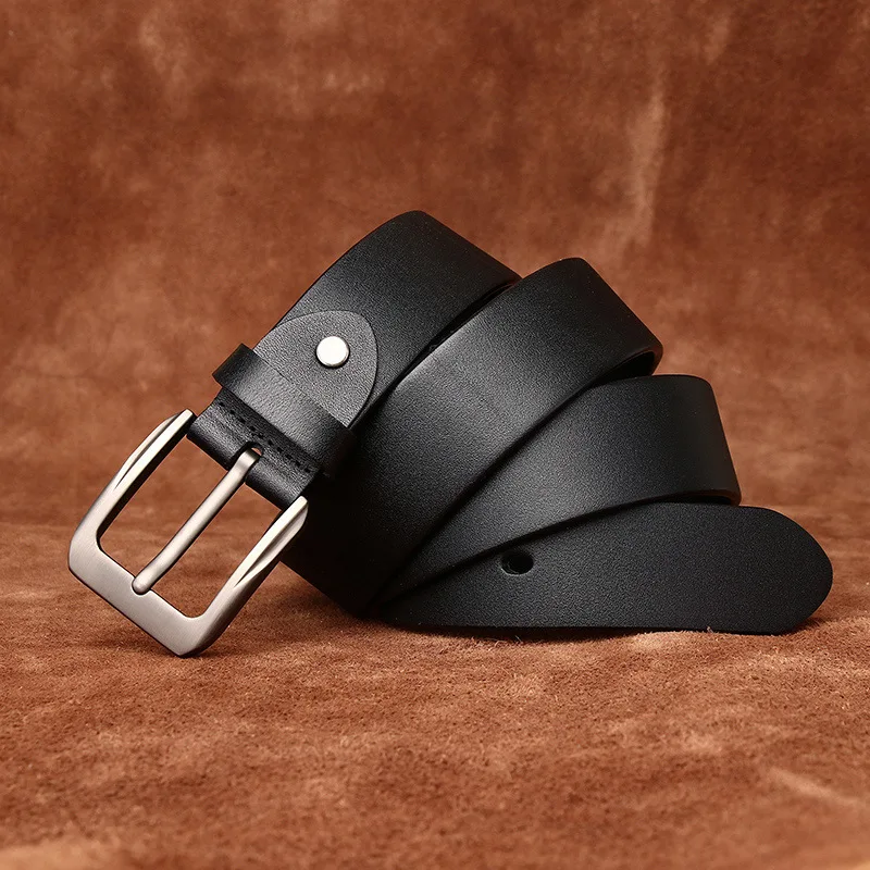 심플 비즈니스 패션 캐주얼 벨트 천연 가죽 핀 버클 최상층 소가죽 다용도 정장 바지 남성 벨트