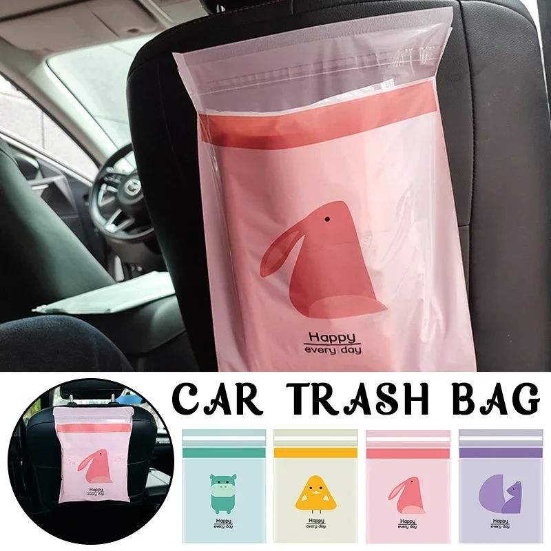 2/15pcs Disposable Car Garbage Bags Traceless Pasting Trash Bag Car Seat Back Cleaning Bag Portable Table Edge Garbage Bag