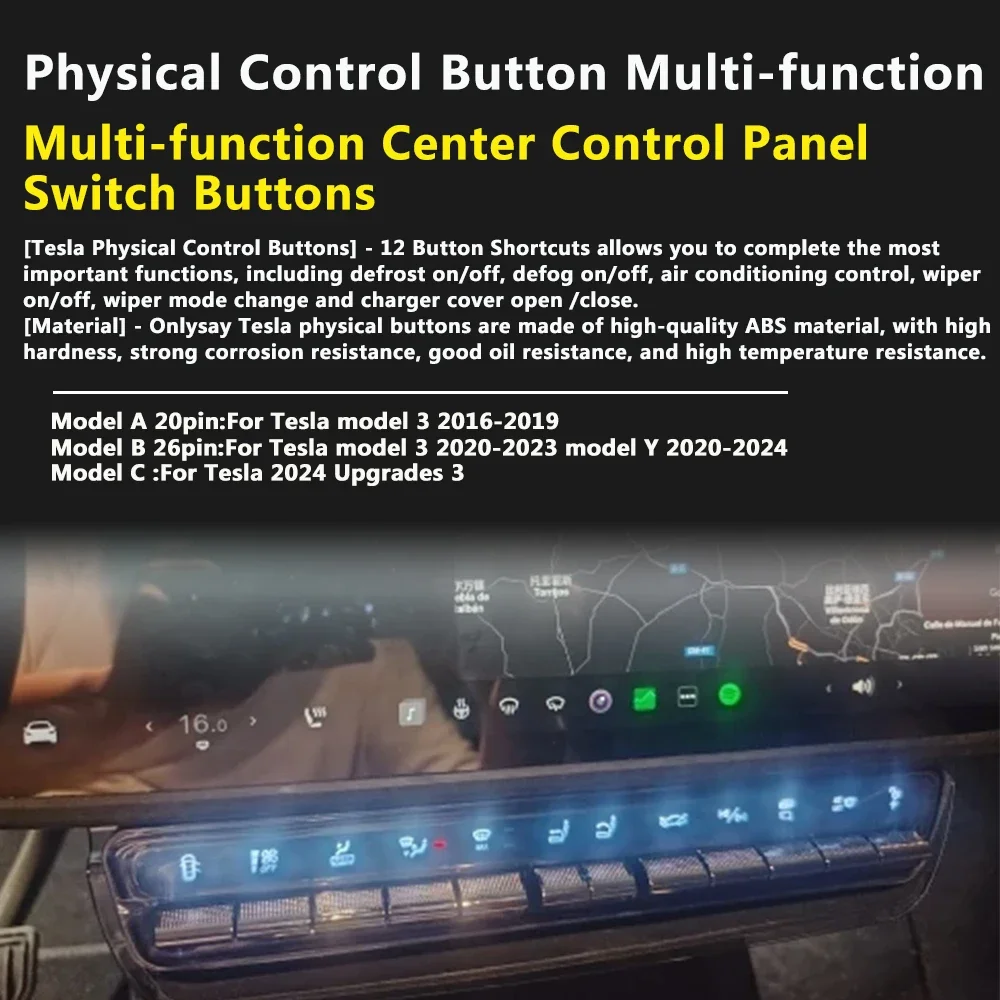 

For Tesla Model 3 Y 2019-2023 2024 Physical Control Button Tesla Accessories Multi-function Center Control Panel Switch Buttons