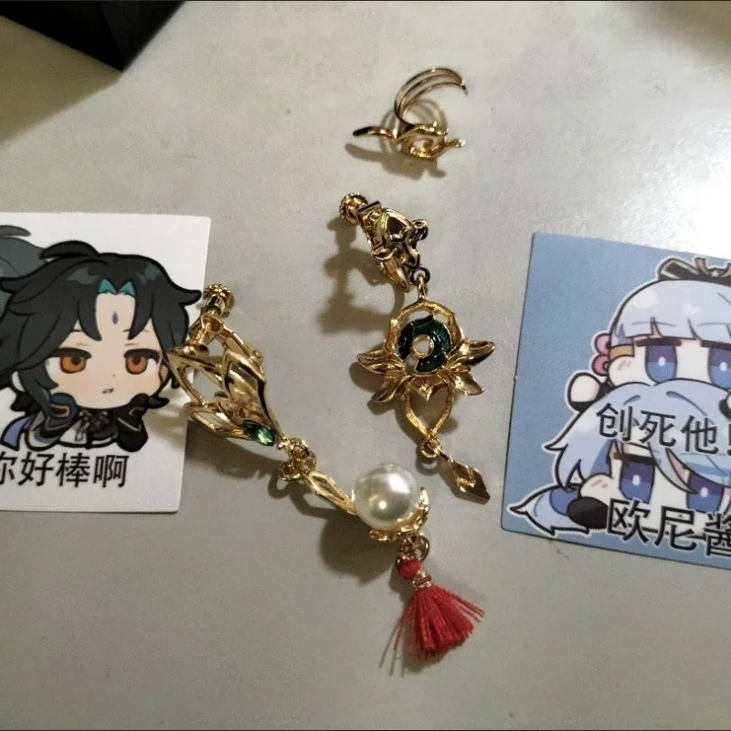 Honkai:Star Rail Imbibitor Luna Cosplay Coser Dan Heng Earrings Clip For Women Dangle Earrings Fashion Ear Party Jewelry Gift