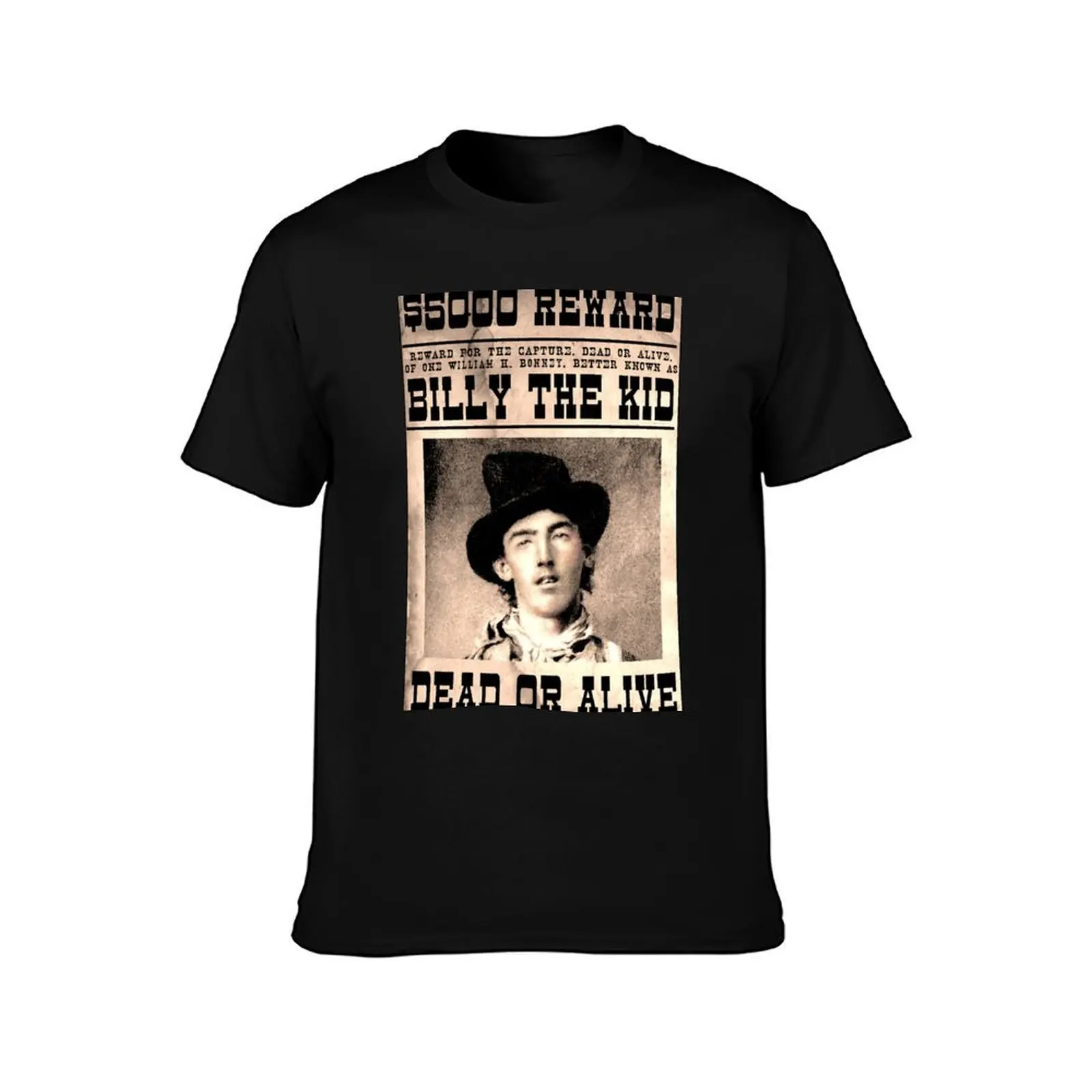 BILLY THE KID : Vintage Restored Wanted Poster T-Shirt Casual Soft Cotton Short Sleeve Tee T-Shirt
