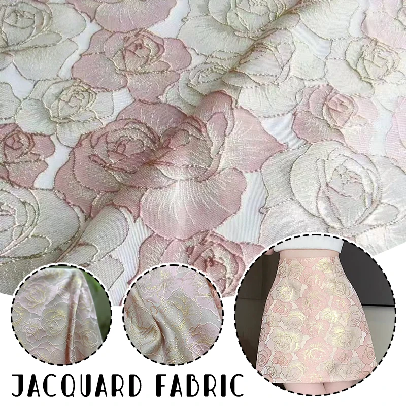 

100x150cm Embossed Rose Jacquard Fabric Yarn-dyed Golden Silver Retro Fabrics for Sewing Dress,Bags,Coat DIY Handmade Materials