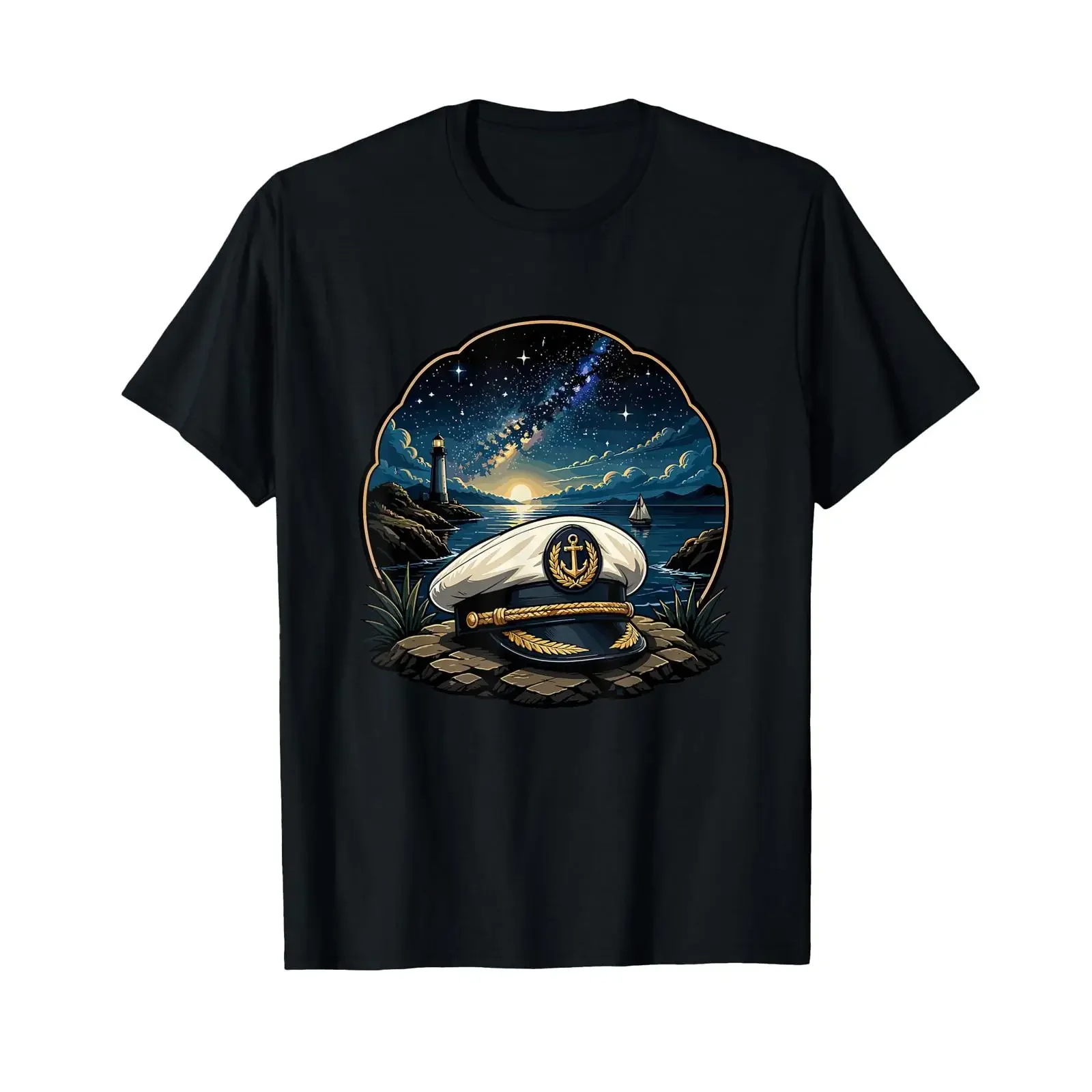 Maritime Sunset Sailor Anchor Lighthouse Ocean T Shirt vintage Washed Versatile graphic Breathable Stretched Stylish homme