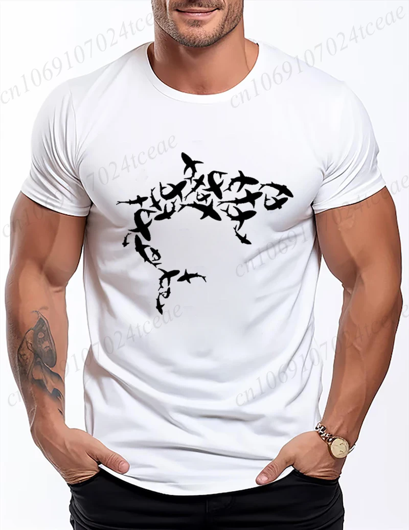 Männer frauen Kleidung Shark Print T-shirt Harajuku T-Shirt Streetwear Rundhals Top Kurzarm Casual Sommer T Shirt Kleidung