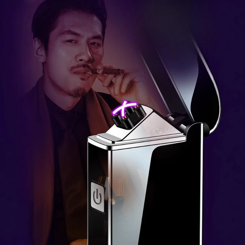 Super Lightweight Lighter, USB Electronic Pulsed Dual Arc, with Double Windproof Flame Cigarette Accessories, Men's Gift 28G