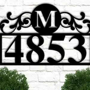 Personalized Address Sign Metal Address for House Number Elegant Metal Address Plaque Front Porch Custom Sign Room Decor Option.