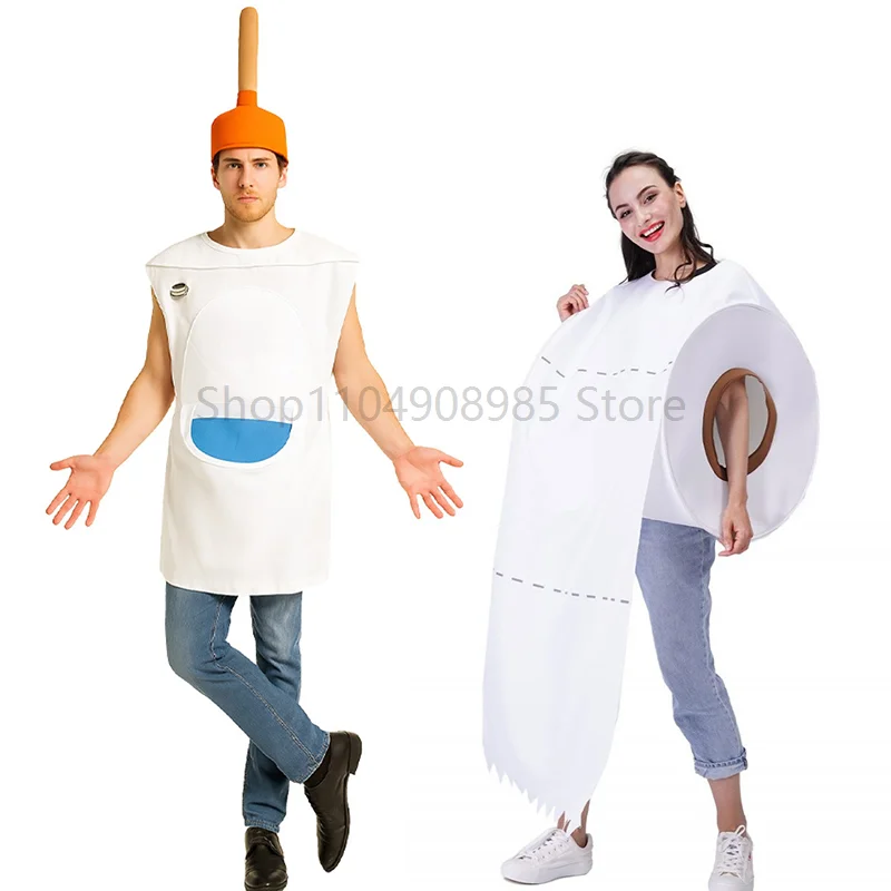 

2025 New Arrival Unisex Funny Adult Toilet Paper And Toilet Couple Holiday Party Performance Costume Economic