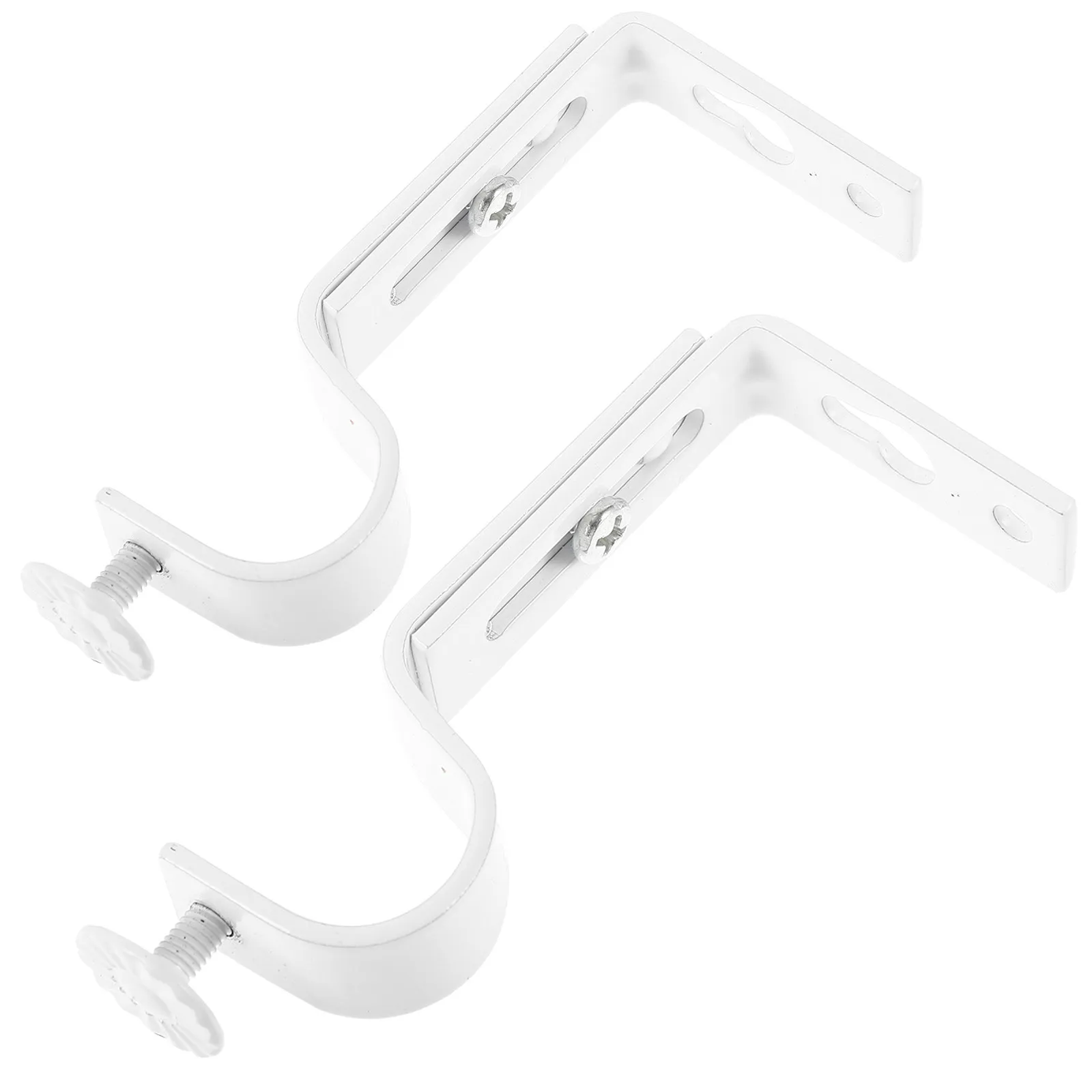 2Pcs 18-22Mm Curtain Rod Bracket Sturdy Iron Vintage Curtain Holder Easy Install for Window Drapery Pole Support White