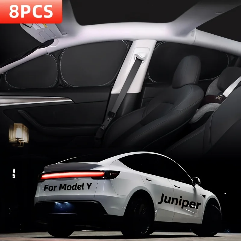 

Model Y Juniper Camping Privacy Curtain 8-Piece Camping Shades Privacy Screens Tesla Model Y Sunshades UV Blocker