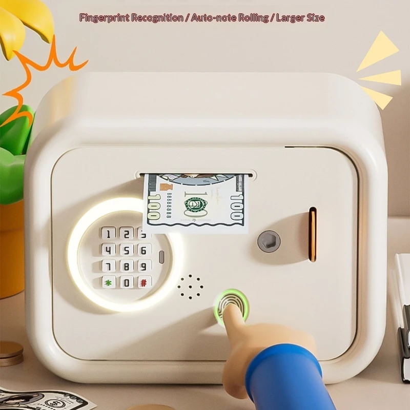 

Electronic Fingerprint Password Saving Bank With Voice Broadcast Atm Money Safe Box With Ambient Light Music Playback