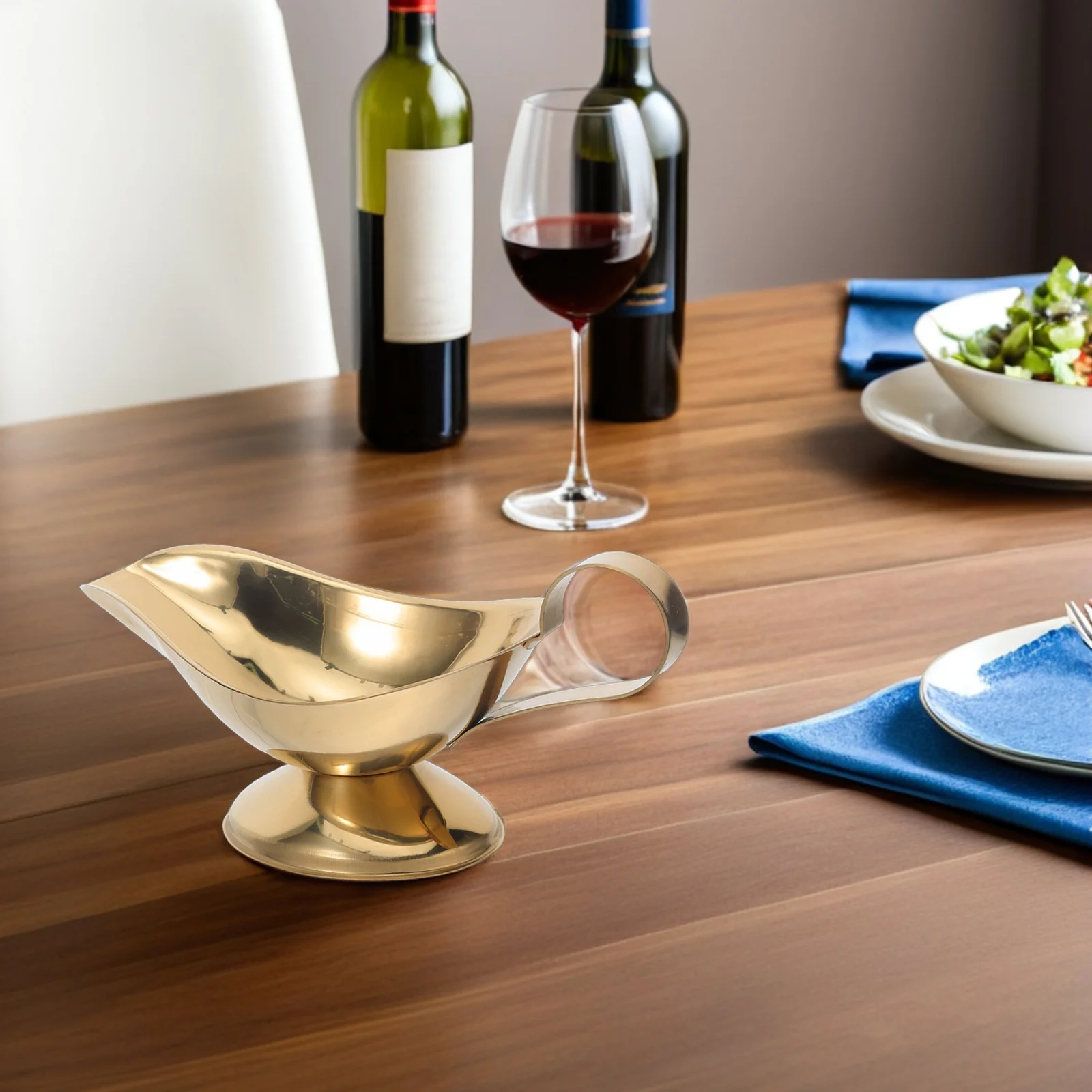 

2Pcs Stainless Steel Gravy Boat 8Oz Smooth Pour Spout for Turkey Gravy Steak Sauce Salad Dressing Serving Dish Kitchen Utensil