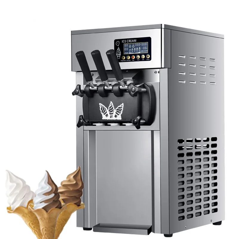 

Commercial Electric Desktop Small Soft Serve Ice Cream Machine 220V 110V 18L/H Table Standing Three Flavors Ice Cream Maker