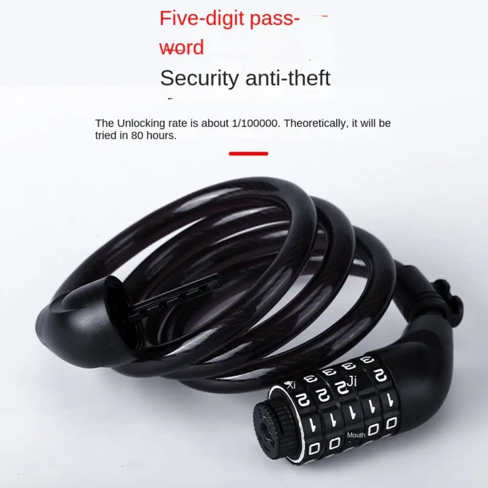 Portable 5-Digit Bike Lock Anti Theft with Mounting Bracket Password Lock Cable Locks