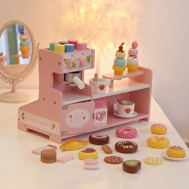 Diy Candy Ice Cream Coffee Shop Miniature Food Dollhouse Accessories Montessori Wood Board Games Magic Blackboard Girls Toy Gift